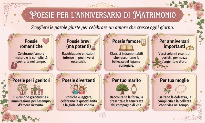 Infografica sulle tipologie di poesie da recitare al matrimonio